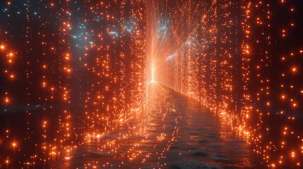 Futuristic Sci-Fi Background with Glowing Lights and Digital Pathway for Technology and Innovation Concepts