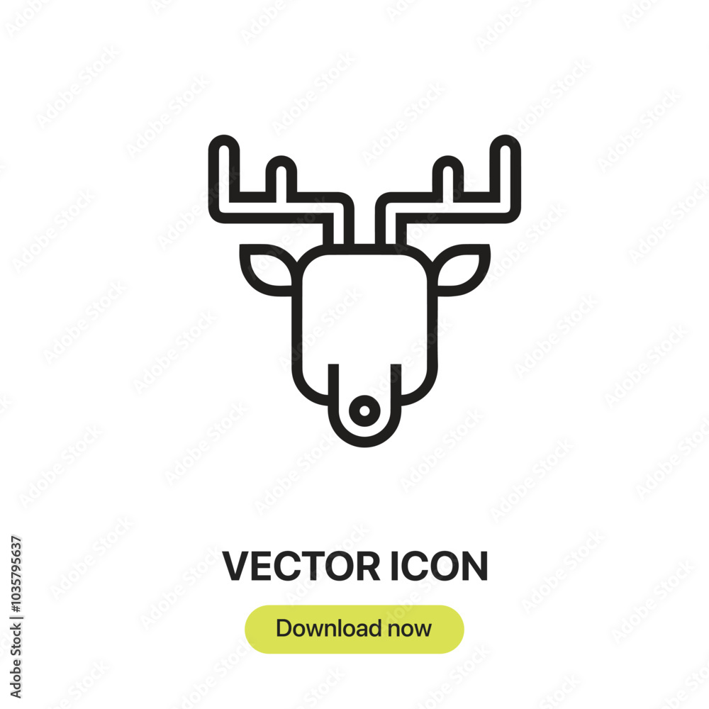 Poster reindeer icon vector. linear-style sign for mobile concept and web design. reindeer symbol illustrat