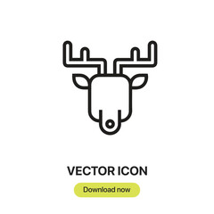Reindeer icon vector. Linear-style sign for mobile concept and web design. Reindeer symbol illustration. Pixel vector graphics - Vector.	
