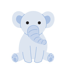 Plush toy concept. Grey elephant. African wildlife amd fauna. Pretty soft animal for children. Fun and entertainment for kids. Flat vector illustration