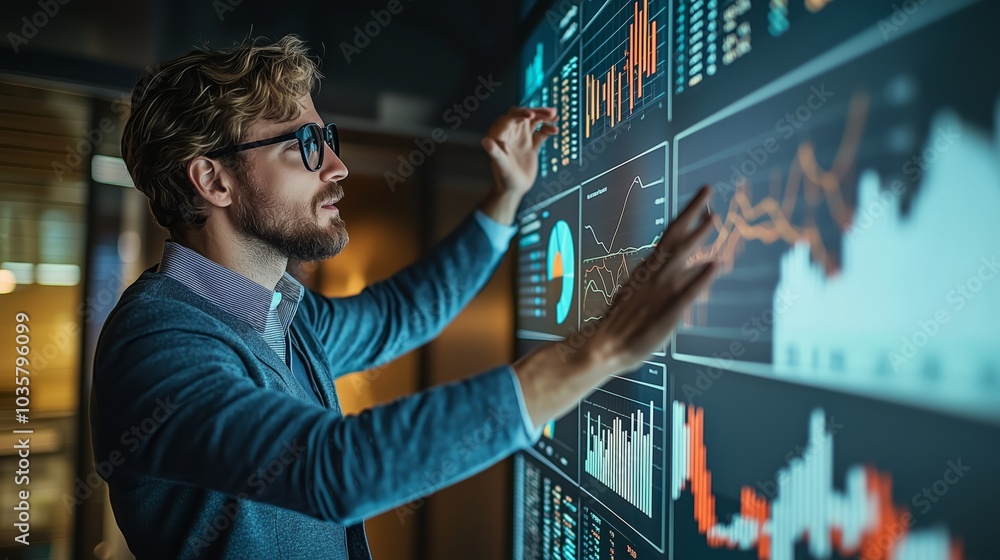 Poster professional collaborating on data analysis techniques