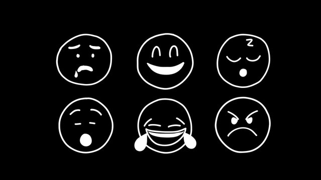 Animated Black and White Emoji Scribble Pack