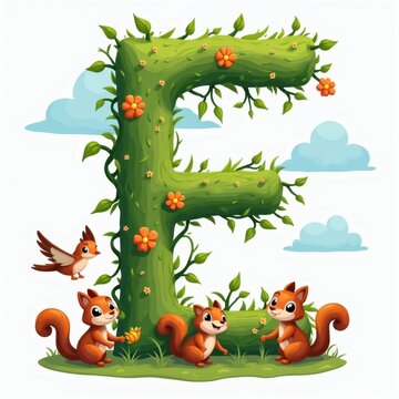 recommend clip art: A whimsical frame featuring animals, mushrooms, and flowers