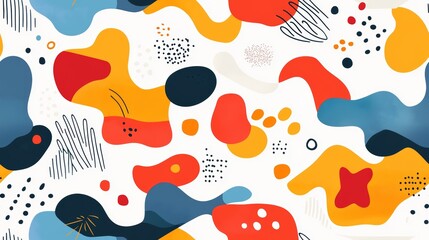 Abstract Seamless Background with Colorful Organic Shapes and Patterns for Modern Design Projects