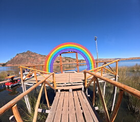 wooden bridge over the lake