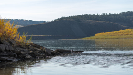 autumn in montana, river, mountains, fall colors