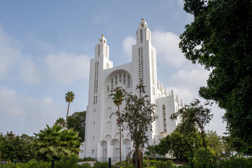 Obraz premium Casablanca Cathedral, Cathédrale de Casablanca, or Church of the Sacred Heart, Église du Sacré-Cœur, a Roman Catholic church located in Casablanca, Morocco.
