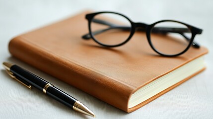 Simple Desk Setup with Notebook and Pen