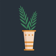 plant in the pot in flat vector design.
