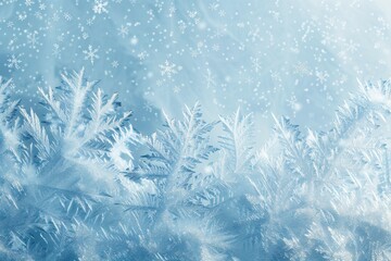 Elegant Winter Ice Crystal Patterns on a Gradient Blue and White Background for Seasonal Design