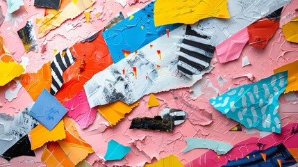 Vibrant Abstract Paper Arts Collage with Colorful Textures and Patterns