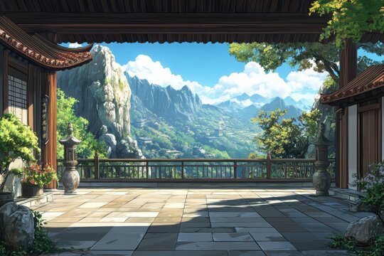 Kung Fu dojo background for a martial arts-themed fighting game