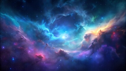 Fototapeta premium Cosmic nebula with glowing clouds.