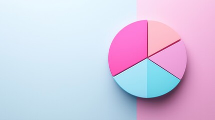 Fototapeta premium Soft Pastel Minimalist Pie Chart on Colored Background