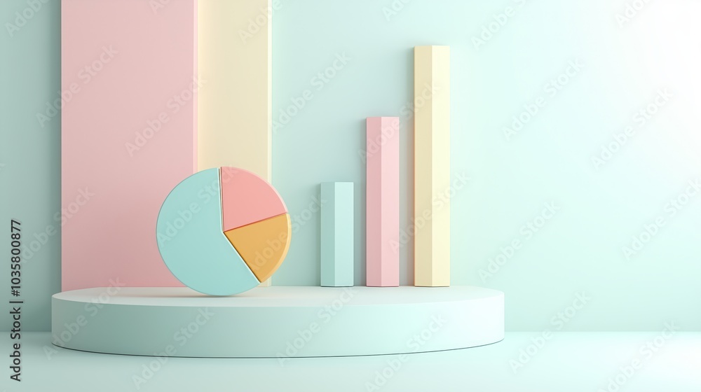 Poster soft pastel minimalist graph and chart display