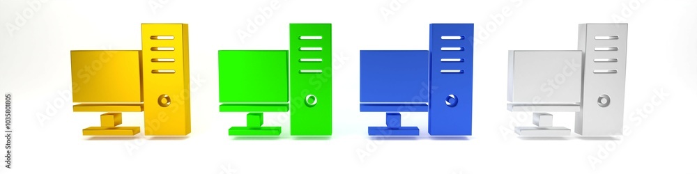 Poster colorful computer monitor icon isolated on white background. pc component sign. minimalism concept. 