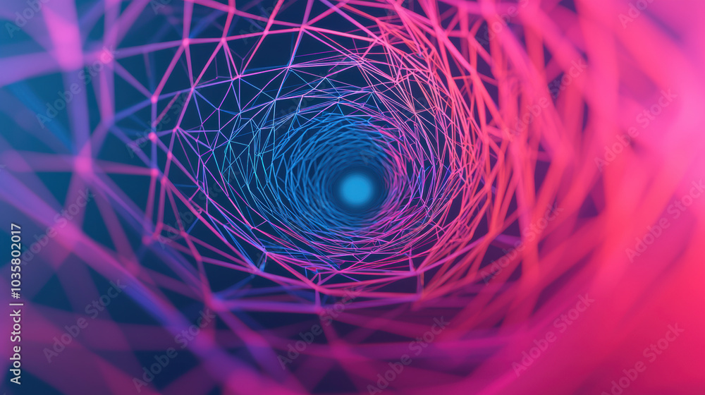 Aufkleber intricate 3d vector spiral with vibrant wireframe structure