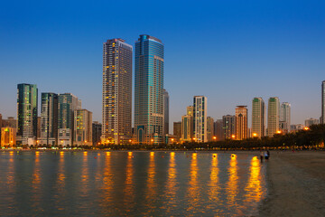 Obraz premium General view of modern buildings in Sharjah