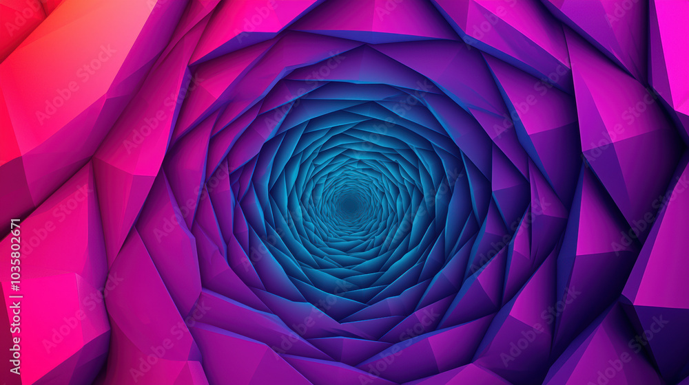 Aufkleber vivid spiral of dynamic 3d polygons in vibrant colors creates depth and intrigue