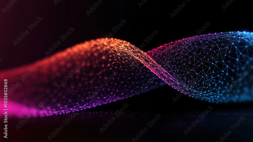 Poster dynamic 3d vector polygons forming spiral with vivid colors and depth