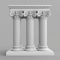 Elegant 3D Minimal Element with Classical Columns in Monochrome Design for Architectural and Artistic Projects