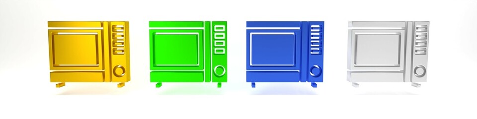 Colorful Microwave oven icon isolated on white background. Home appliances icon. Minimalism concept. 3D render illustration