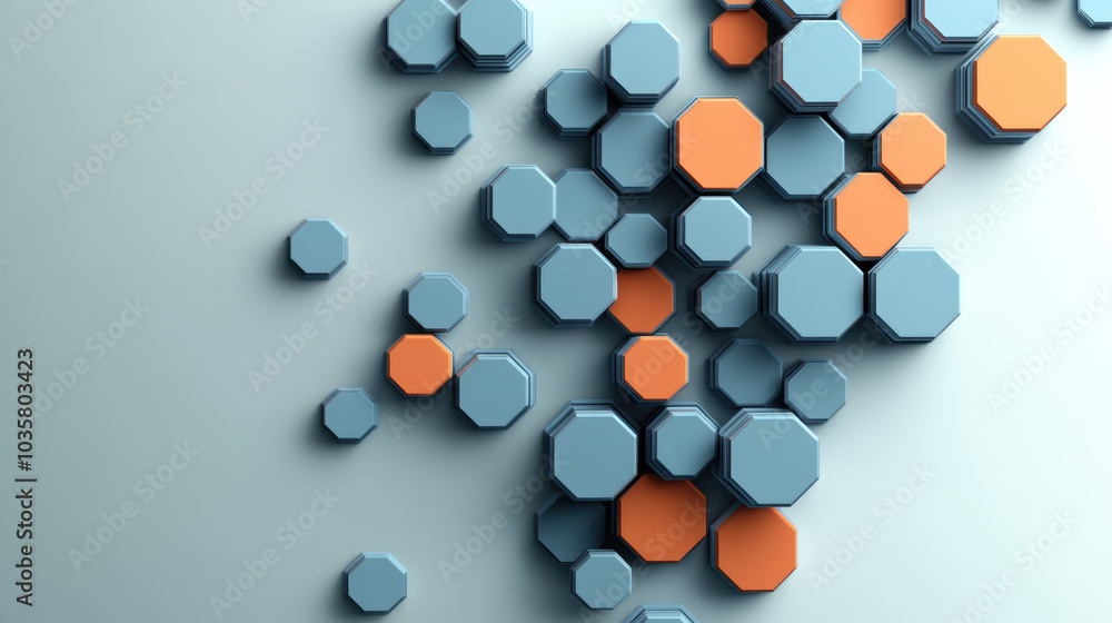 Poster modern hexagons in soft gradient colors create dynamic visual effect