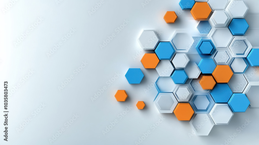Poster modern hexagons in soft gradient colors create dynamic visual effect