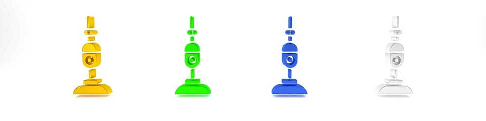Colorful Vacuum cleaner icon isolated on white background. Minimalism concept. 3D render illustration