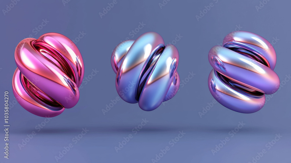 Poster fluid interconnected 3d shapes in vibrant colors create mesmerizing visual