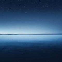 Fototapeta premium A serene night scene over calm waters, reflecting stars and a gradient sky.