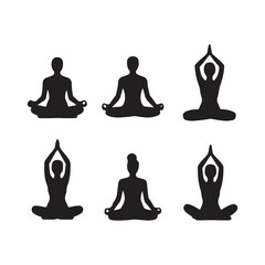 Vector silhouette image of a yoga on a white background