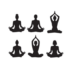 Vector silhouette image of a yoga on a white background