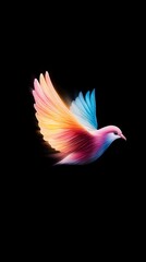 Obraz premium A multicolored bird flies in the air with widespread wings