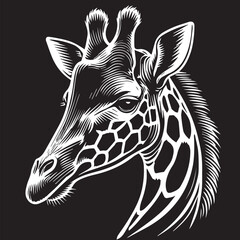 Giraffe Vector Black Silhouette Design For T-Shirt