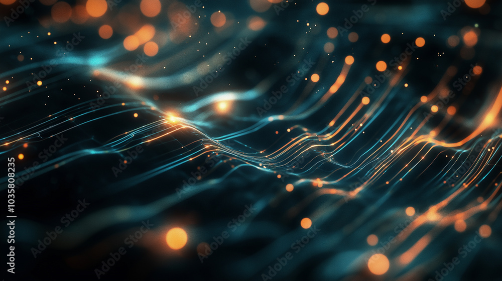 Poster abstract high-tech background with elements of digital flows and modern technologies, including arti