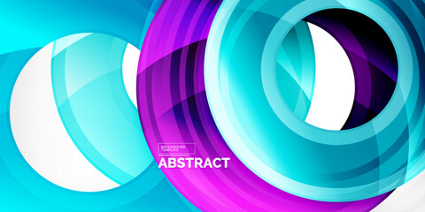 Bright colorful circles with light effects. Abstract background