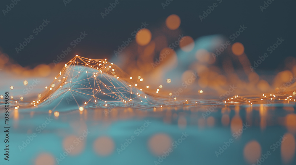 Poster abstract high-tech background with elements of digital flows and modern technologies, including arti