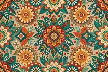 Seamless Abstract Vintage Pattern in Boho Style for Home Decor and Fashion