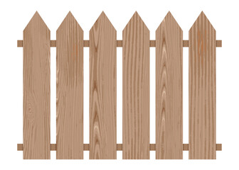 vector wooden fence, pointed pickets arranged vertically