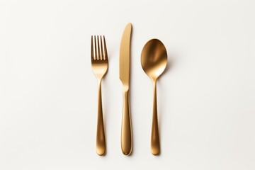 Golden cutlery set isolated on white background,ai generated
