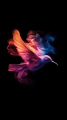  A bird flying against a smoky background