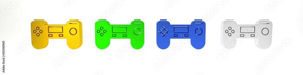 Poster colorful gamepad icon isolated on white background. game controller. minimalism concept. 3d render i