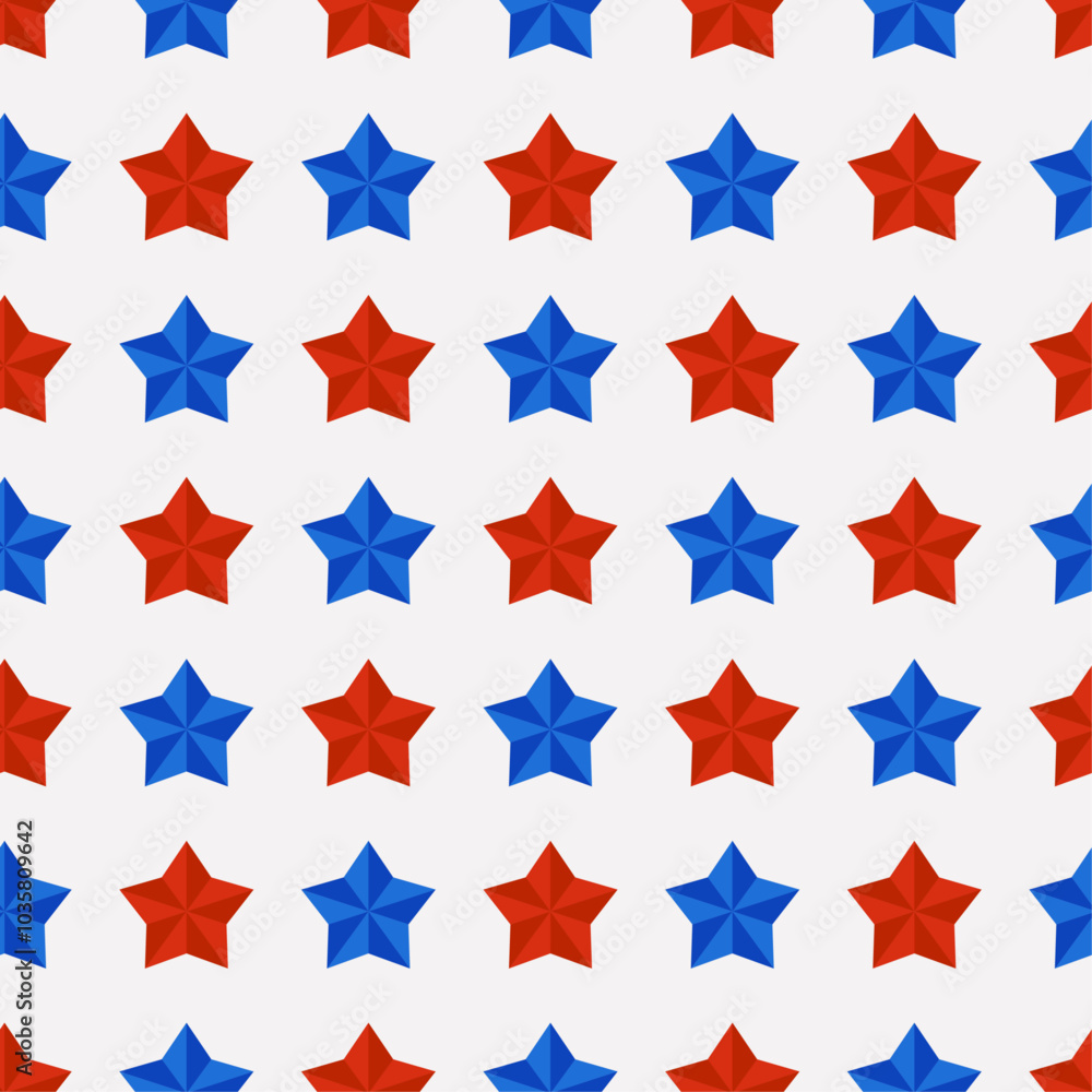 Poster stock vector background. blue and red stars alternate in diagonal rows.