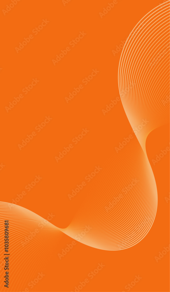 Sticker Abstract background with waves for banner. Standard poster size. Vector background with lines. Element for design. Orange gradient. Brochure, booklet. Summer.