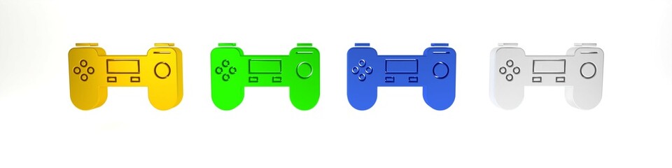 Colorful Gamepad icon isolated on white background. Game controller. Minimalism concept. 3D render illustration © vector_v