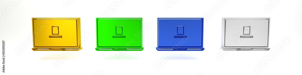 Aufkleber colorful laptop icon isolated on white background. computer notebook with empty screen sign. minimal