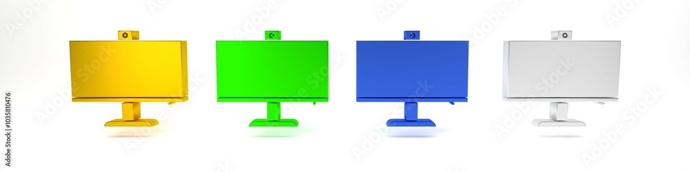 Poster colorful computer monitor icon isolated on white background. pc component sign. minimalism concept. 