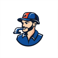 simple logo of a plumber , on a white background
