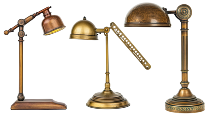 Stylish Vintage Table Lamps on Transparent Background Generative AI